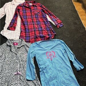 Victoria's Secret Black & White Leopard Print Pajama Top with Pink Trim